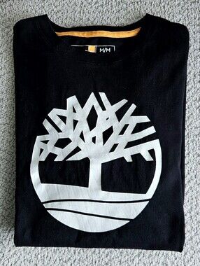Timberland Men's Stacked Logo Graphic T-Shirt Black - Size M